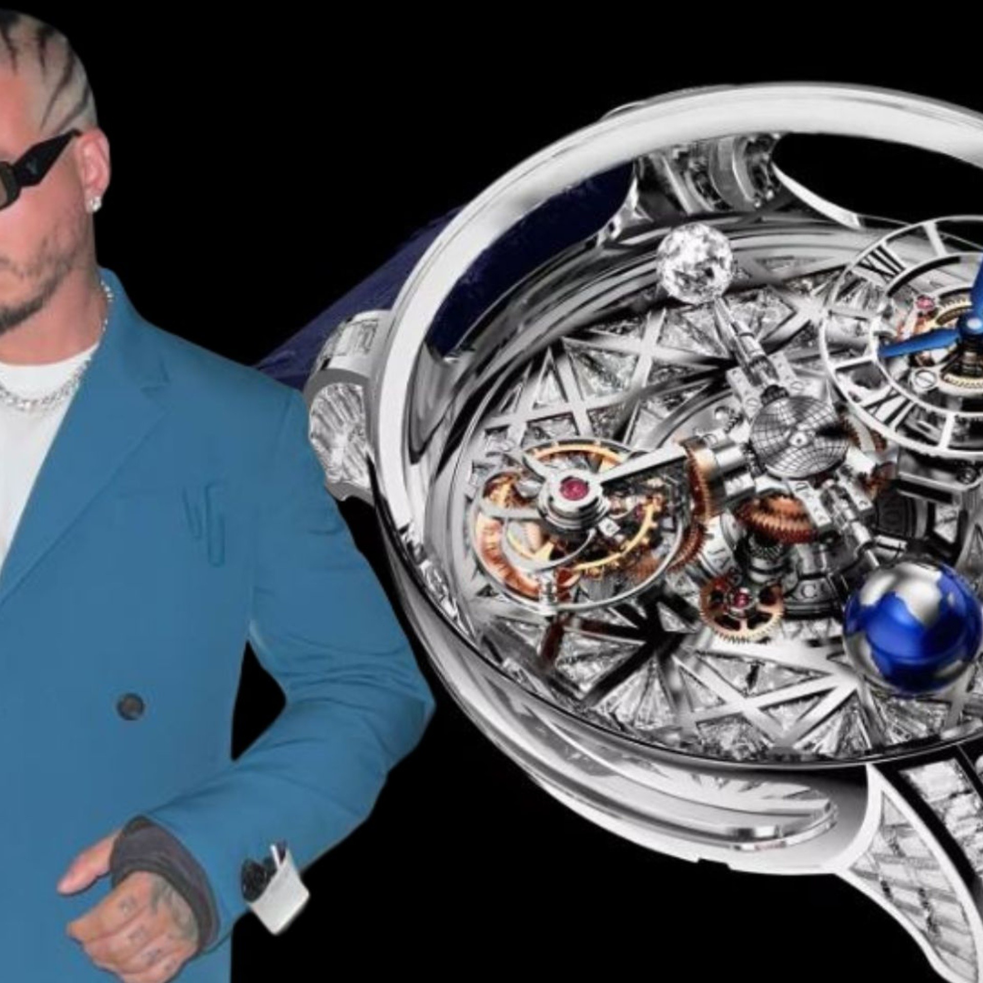 J Balvin y su reloj Astronomia Meteorite de Jacob Co Hombres